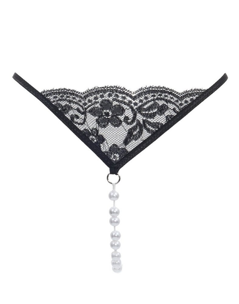 Amorable by Rimba String avec perles - Talle unique - Noir