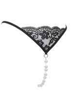 Amorable by Rimba G-string met parels - One Size - Zwart