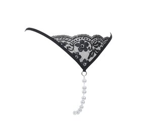 Amorable by Rimba G-string met parels - One Size - Zwart