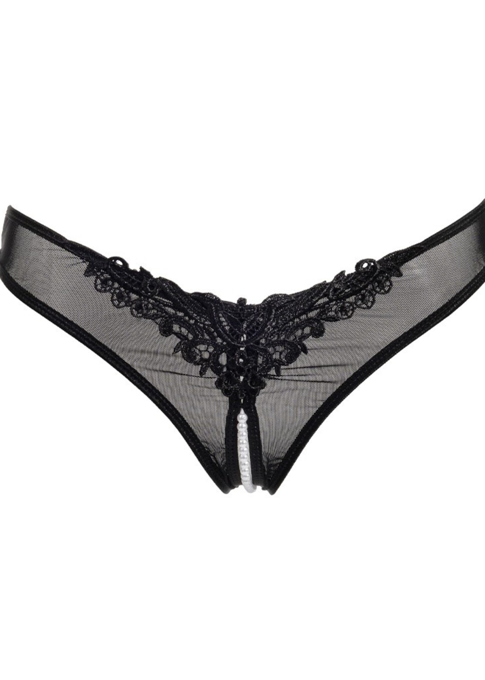 Amorable by Rimba Open string met parels - One size - Zwart