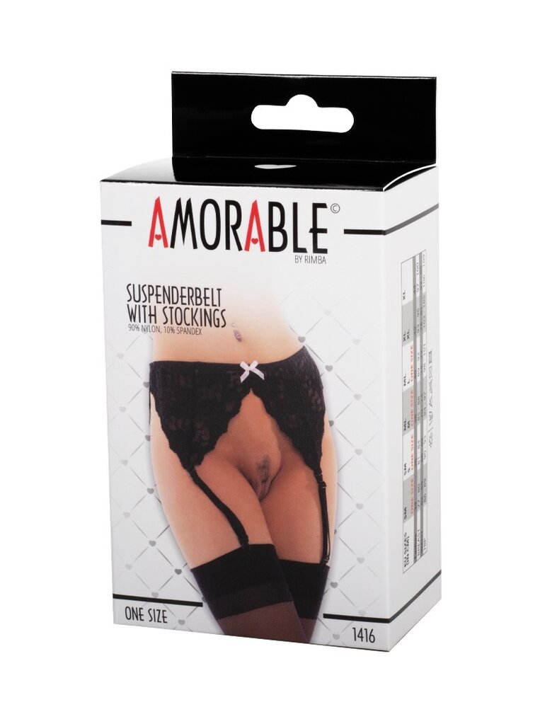 Amorable by Rimba Porte-Jarretelles avec Bas - Talle unique - Noir