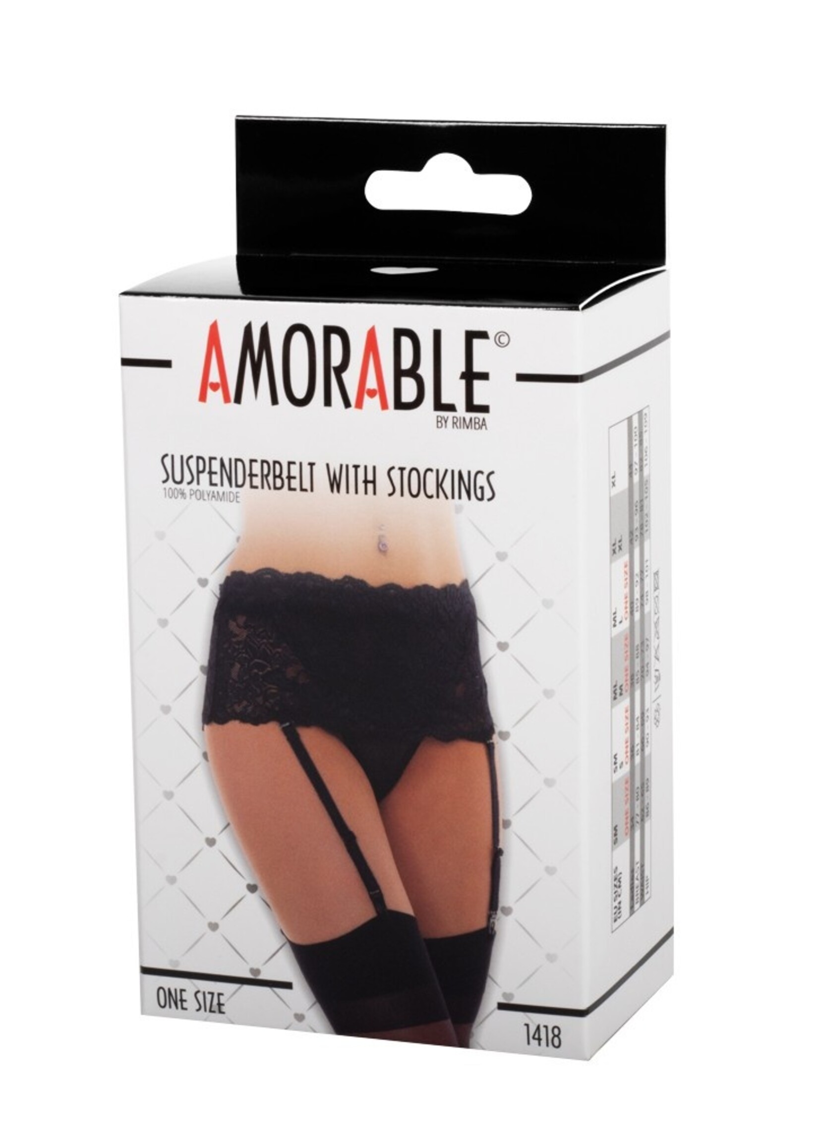 Amorable by Rimba Jarretelgordel met kousen - One Size - Zwart