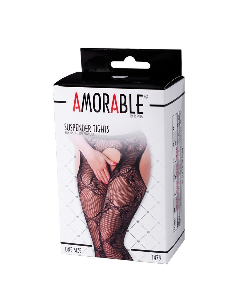 Amorable by Rimba Amorable by Rimba - Pantyhose with Suspenders - One Size - Black