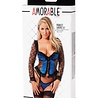 Amorable by Rimba Corset avec armatures, string et bas - Noir / Bleu