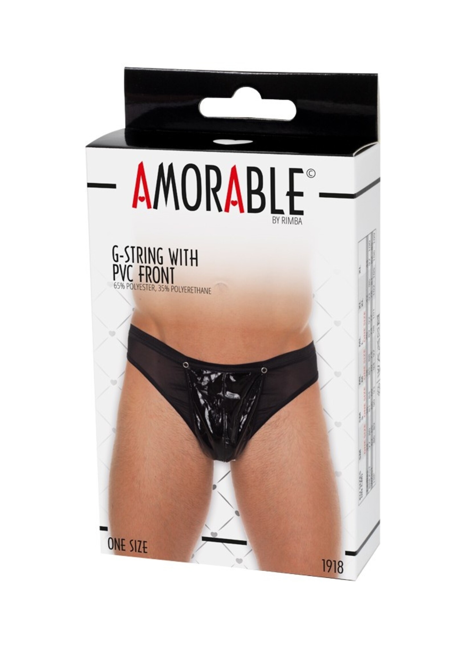 Amorable by Rimba Transparante string met lakleerlook - One size - Zwart