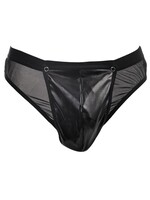 Amorable by Rimba Doorzichtige string met lak look - One Size - Zwart