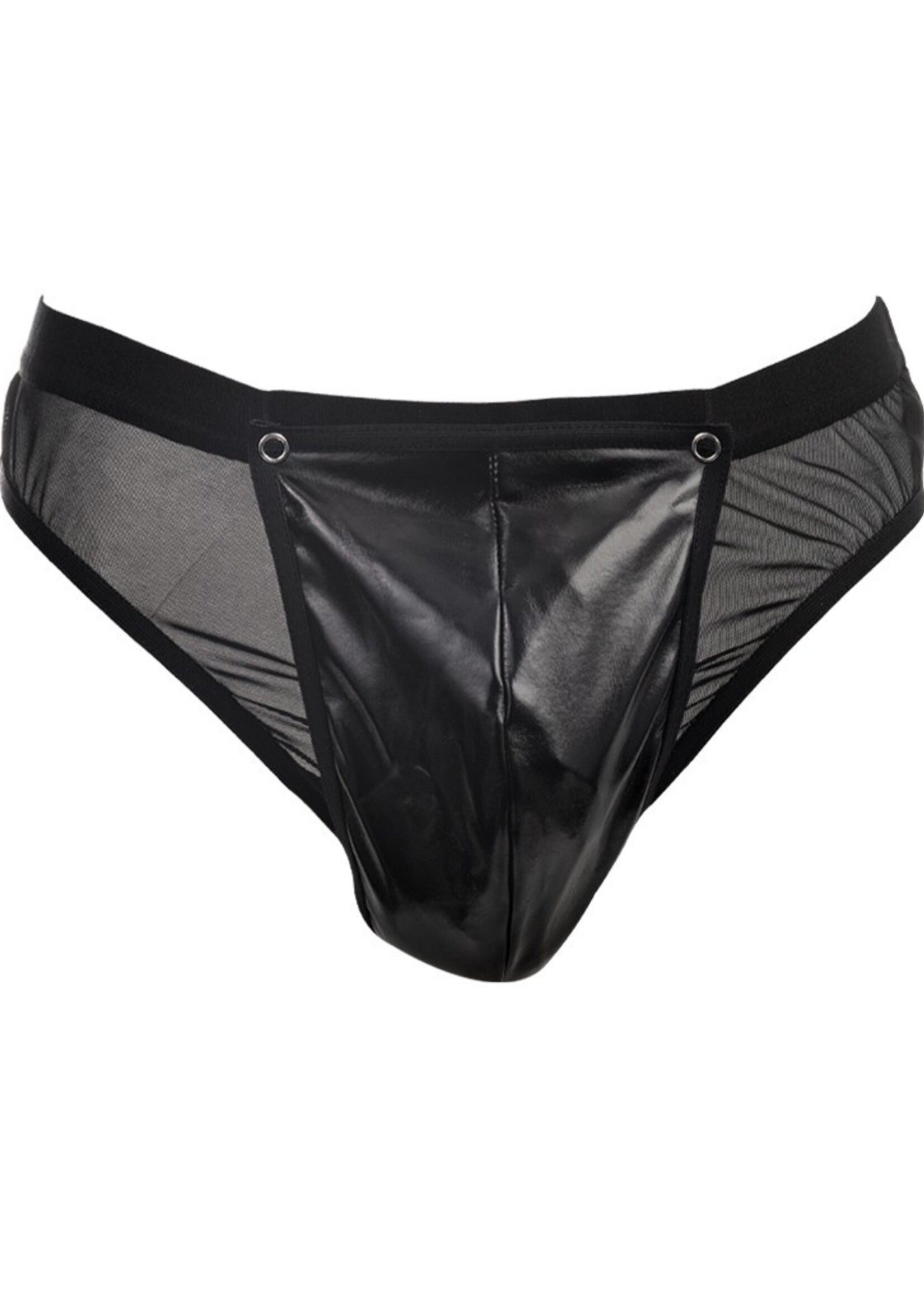 Amorable by Rimba Transparante string met lakleerlook - One size - Zwart