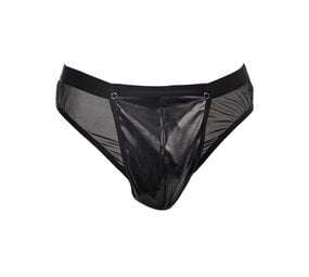 Amorable by Rimba Doorzichtige string met lak look - One Size - Zwart