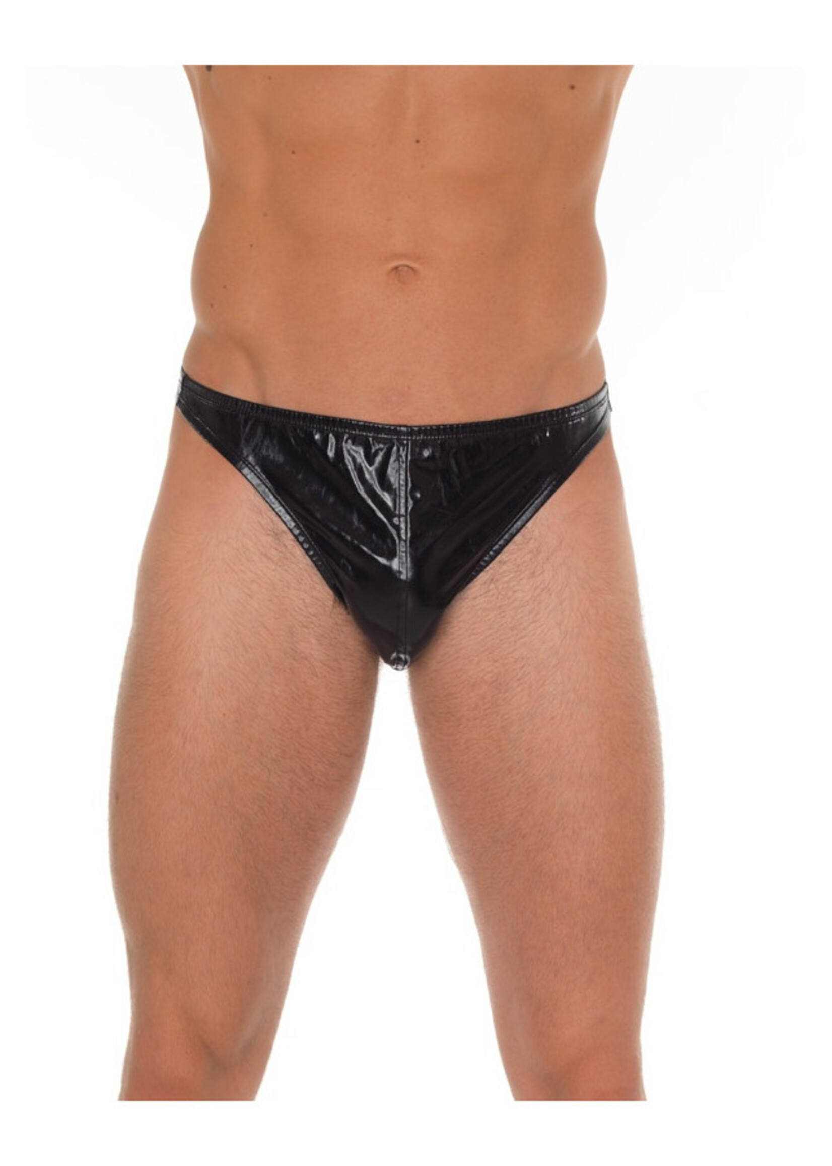 Amorable by Rimba Stringtanga met lakleerlook - One Size - Zwart