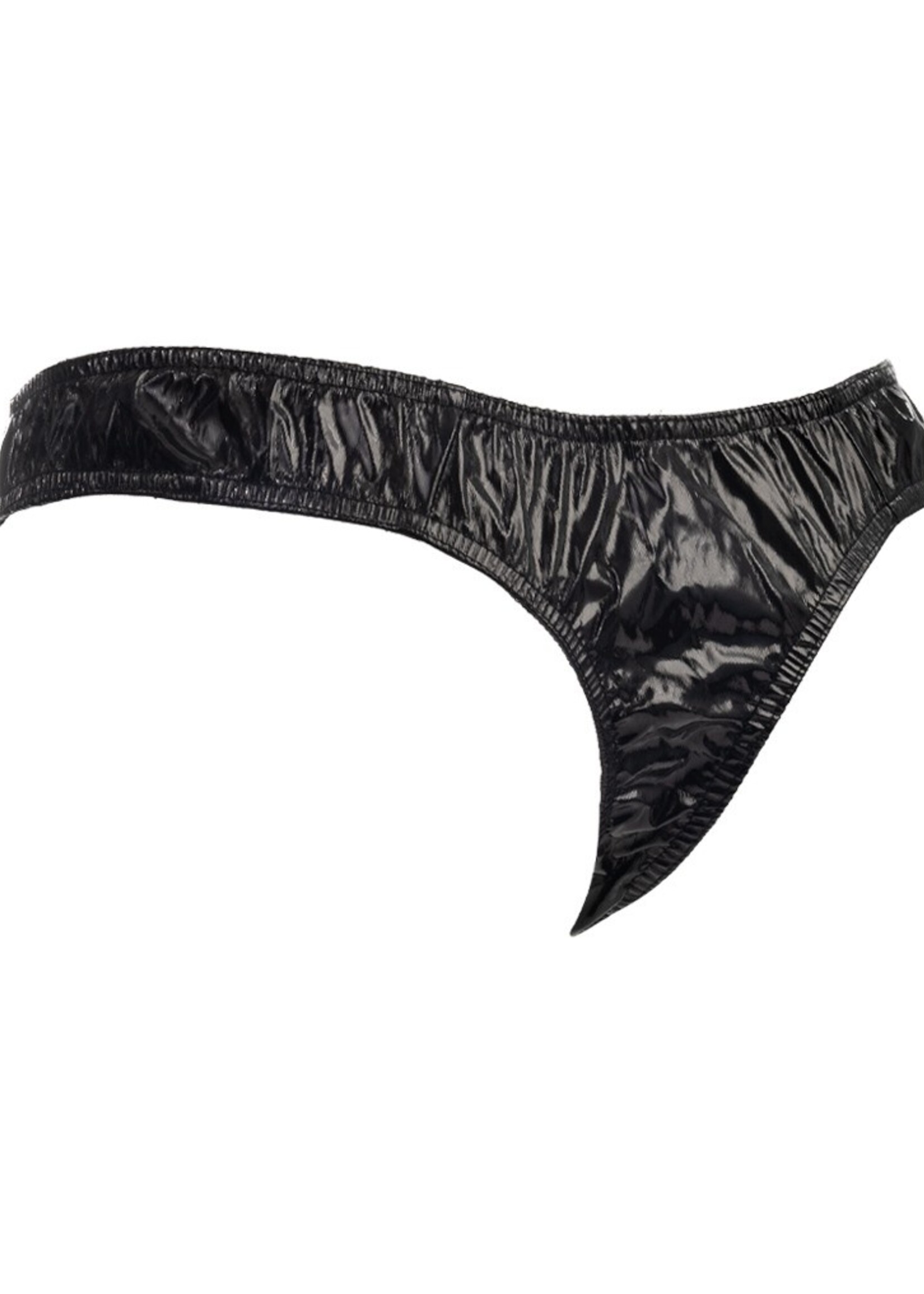 Amorable by Rimba Stringtanga met lakleerlook - One Size - Zwart