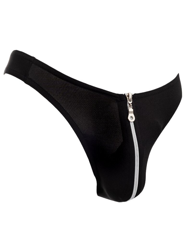 Amorable by Rimba Stringtanga met rits - One Size - Zwart