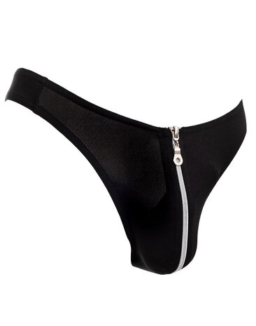 Amorable by Rimba Stringtanga met rits - One Size - Zwart