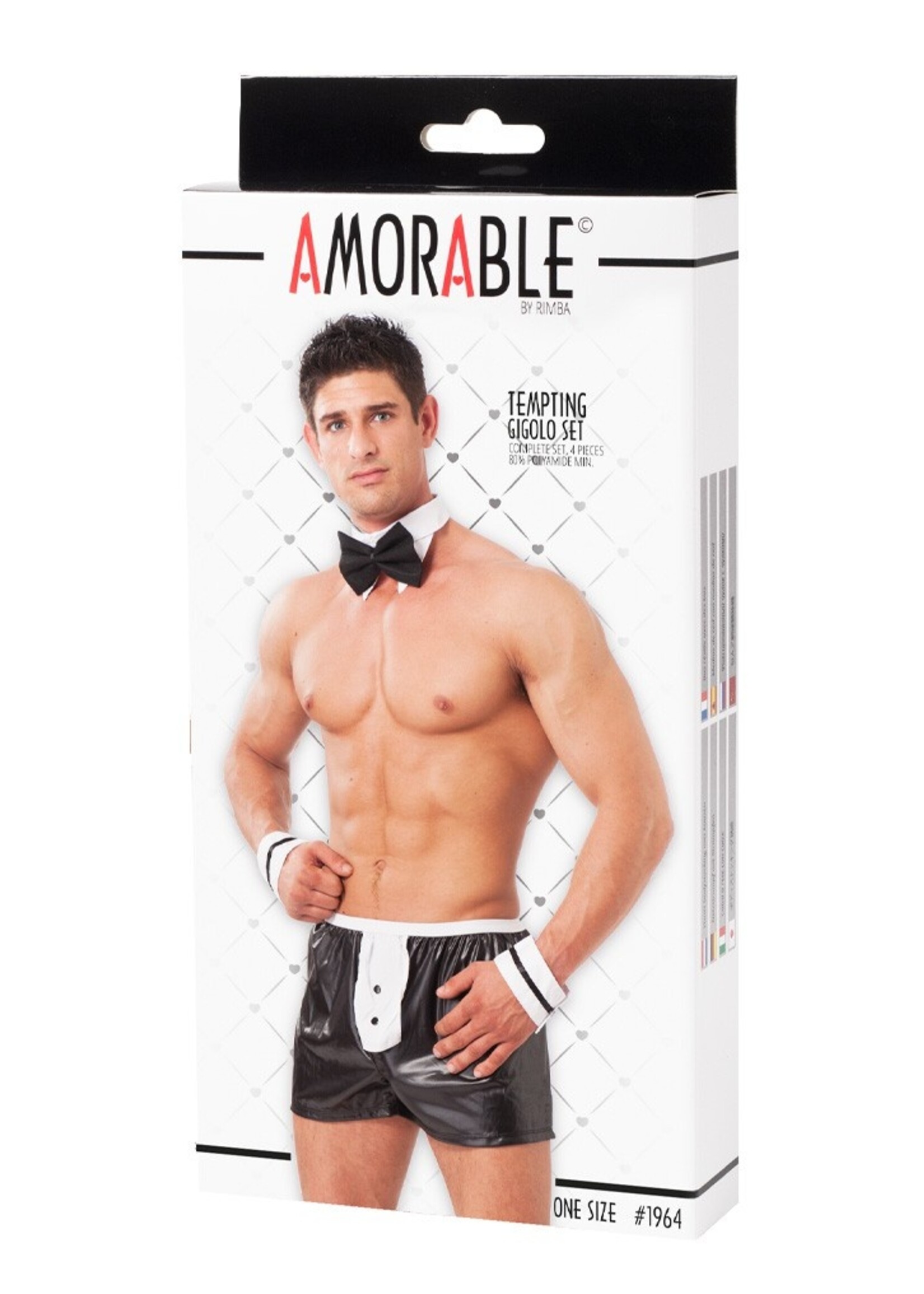 Amorable by Rimba 4-delige gigoloset - One size - Zwart