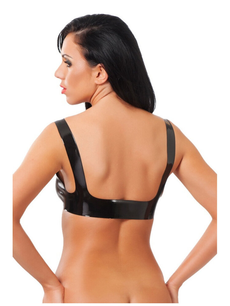 Rimba Latex Play Rimba - Soutien-gorge ouvert en latex noir – Soutien-gorge ouvert en latex avec une touche coquine