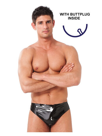 Rimba Latex Play Slip homme Rimba avec plug anal intégré en latex noir - (10 × 3,5 cm) Rimba Latex Play Slip homme Rimba avec plug anal intégré en latex noir - (10 × 3,5 cm)
