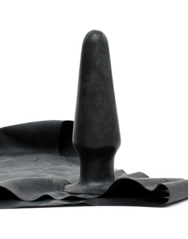 Rimba Latex Play Rimba Herrenslip mit integriertem Analplug aus schwarzem Latex - (10 × 3,5 cm)