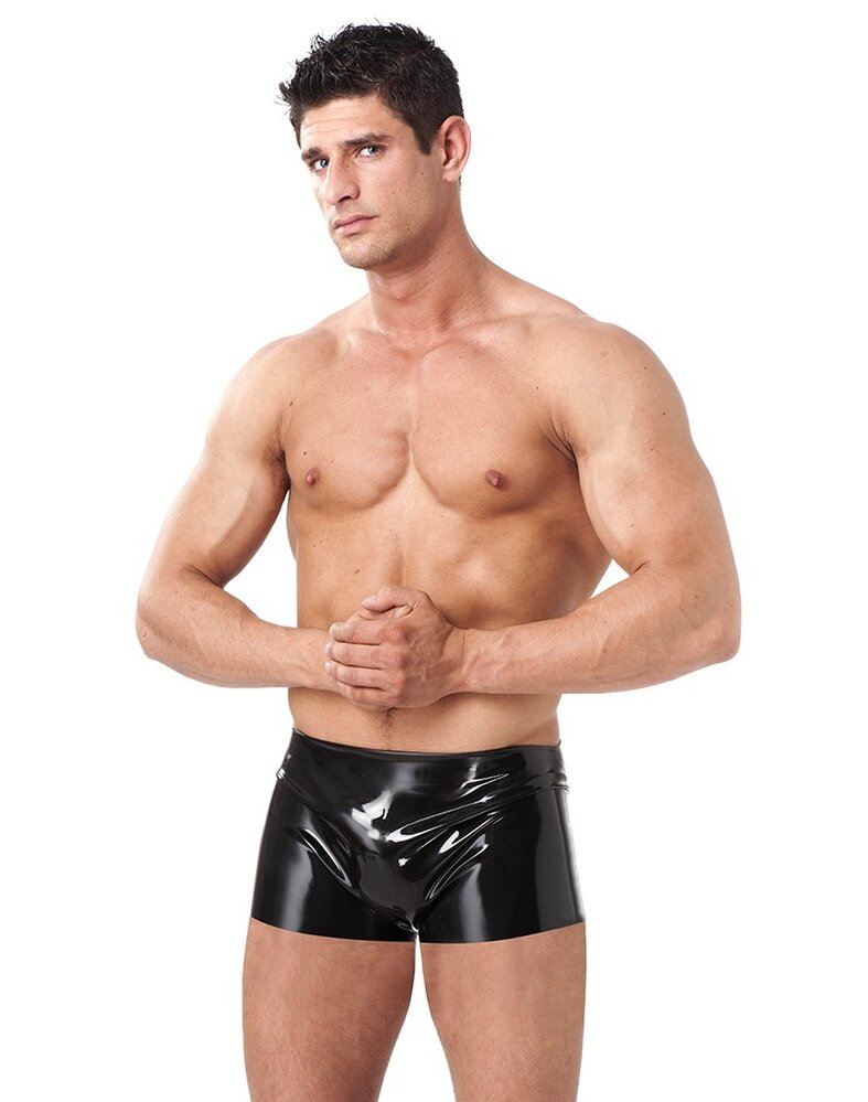 Rimba Latex Play Latex shorts voor heren, zwart – Ultra-elastisch herenondergoed