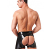 Rimba Latex Play Latex shorts voor heren, zwart – open achterkant, ultra-elastisch