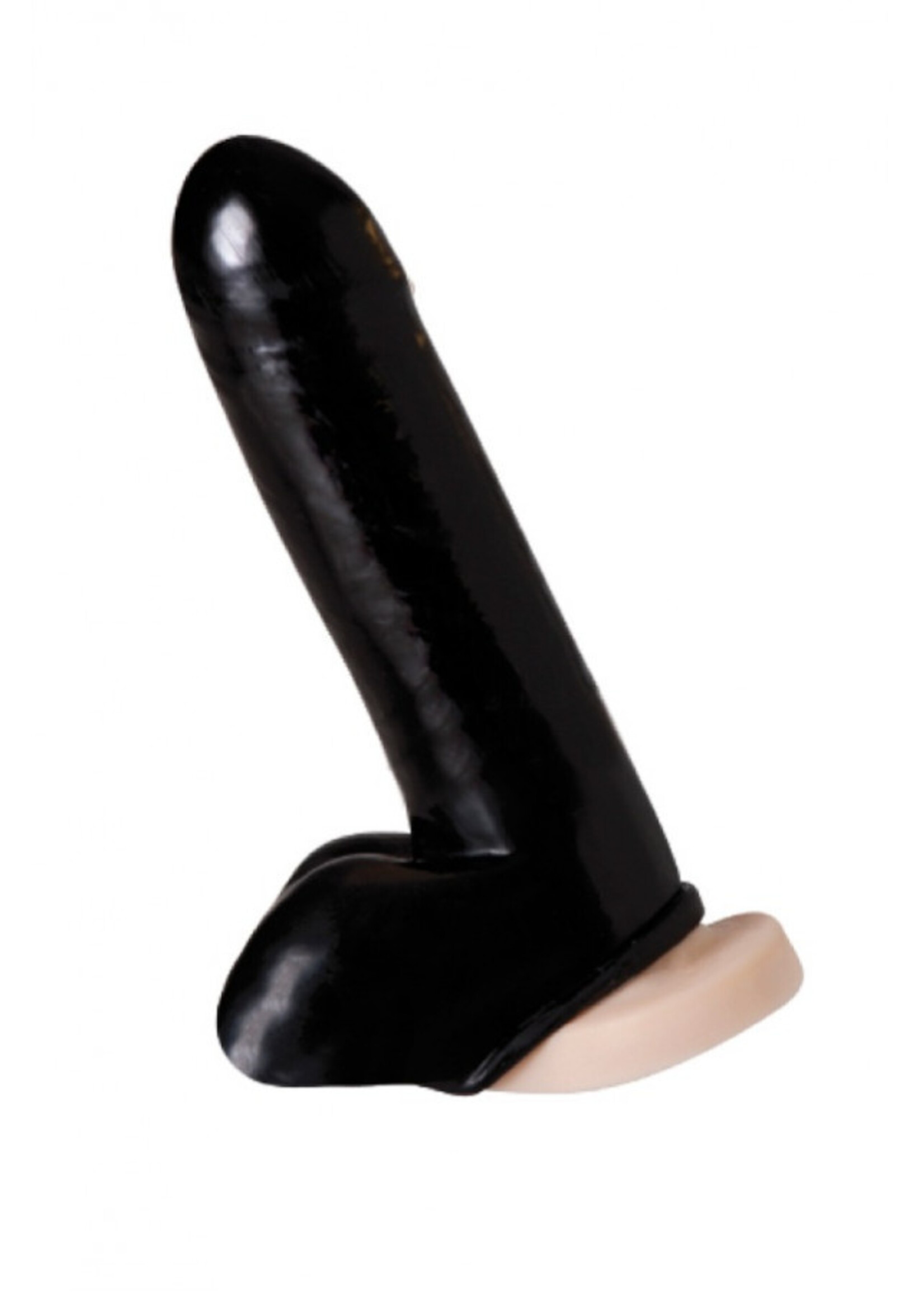 Rimba Latex Play Zwarte penismanchet – Latex manchet voor penis en testikels