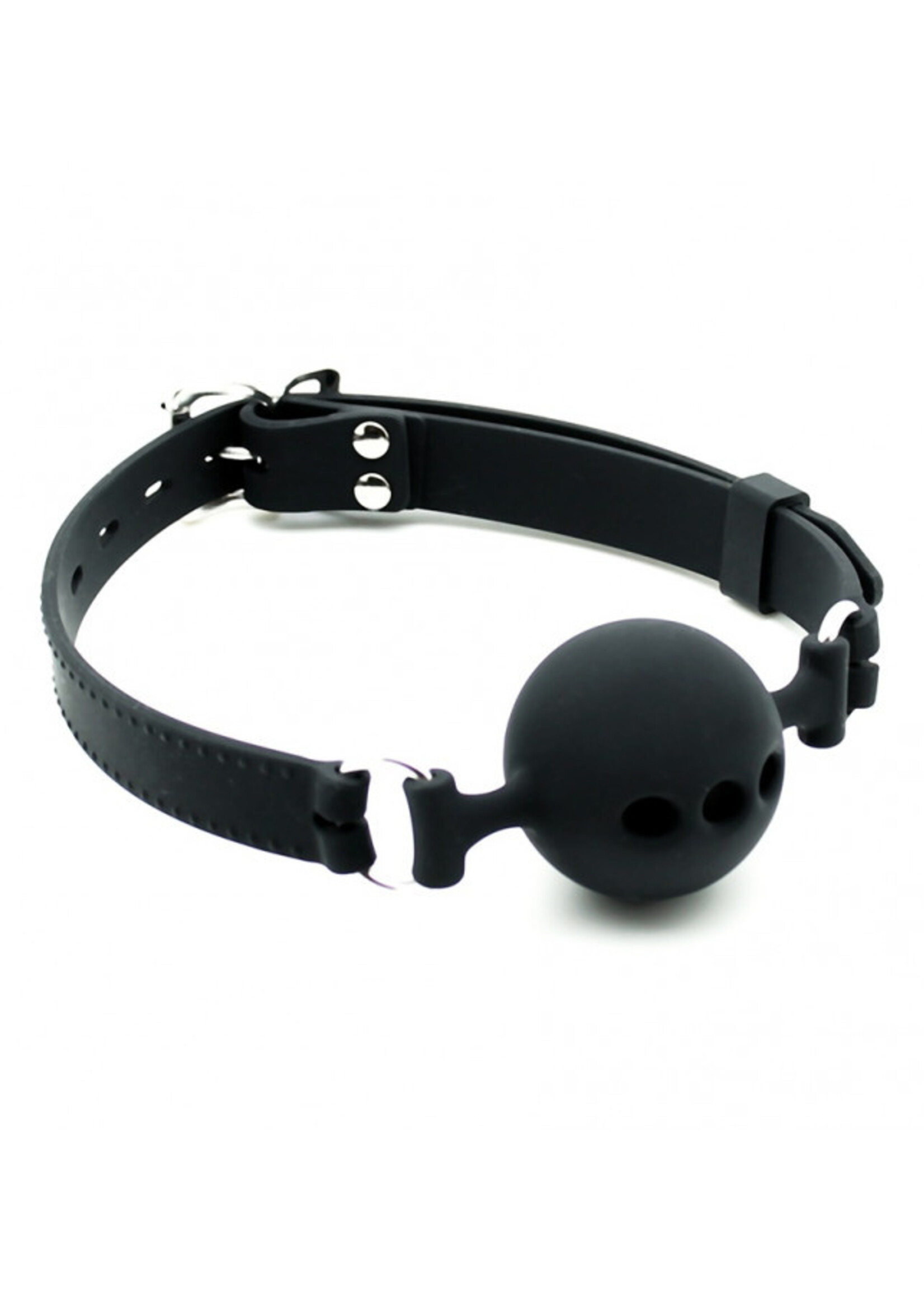 Rimba Latex Play Bâillon buccal en silicone Rimba avec boule (Ø 4,5 cm) - Noir