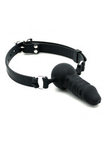 Rimba Latex Play Bouche Bâillon avec Pénis (Ø 40 mm) - Noir & Argent