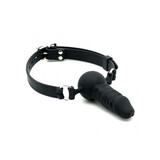 Rimba Latex Play Mouth Gag with Penis (Ø 40 mm) - Black & Silver Rimba Latex Play Mouth Gag with Penis (Ø 40 mm) - Black & Silver