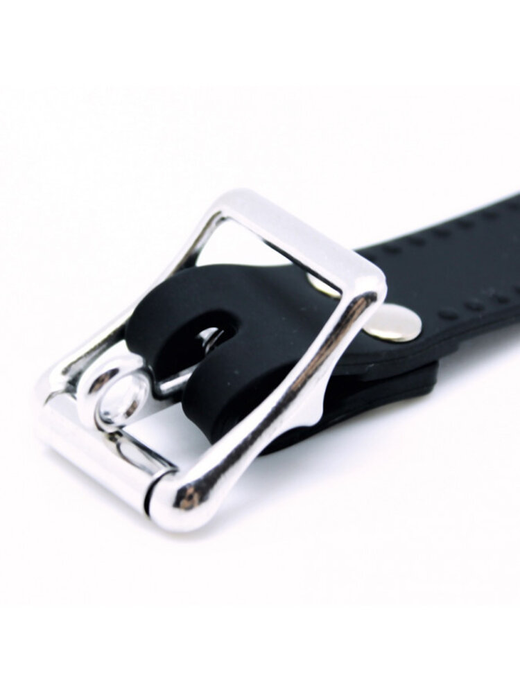 Rimba Latex Play Bâillon avec pénis (Ø 40 mm) - Noir et argent