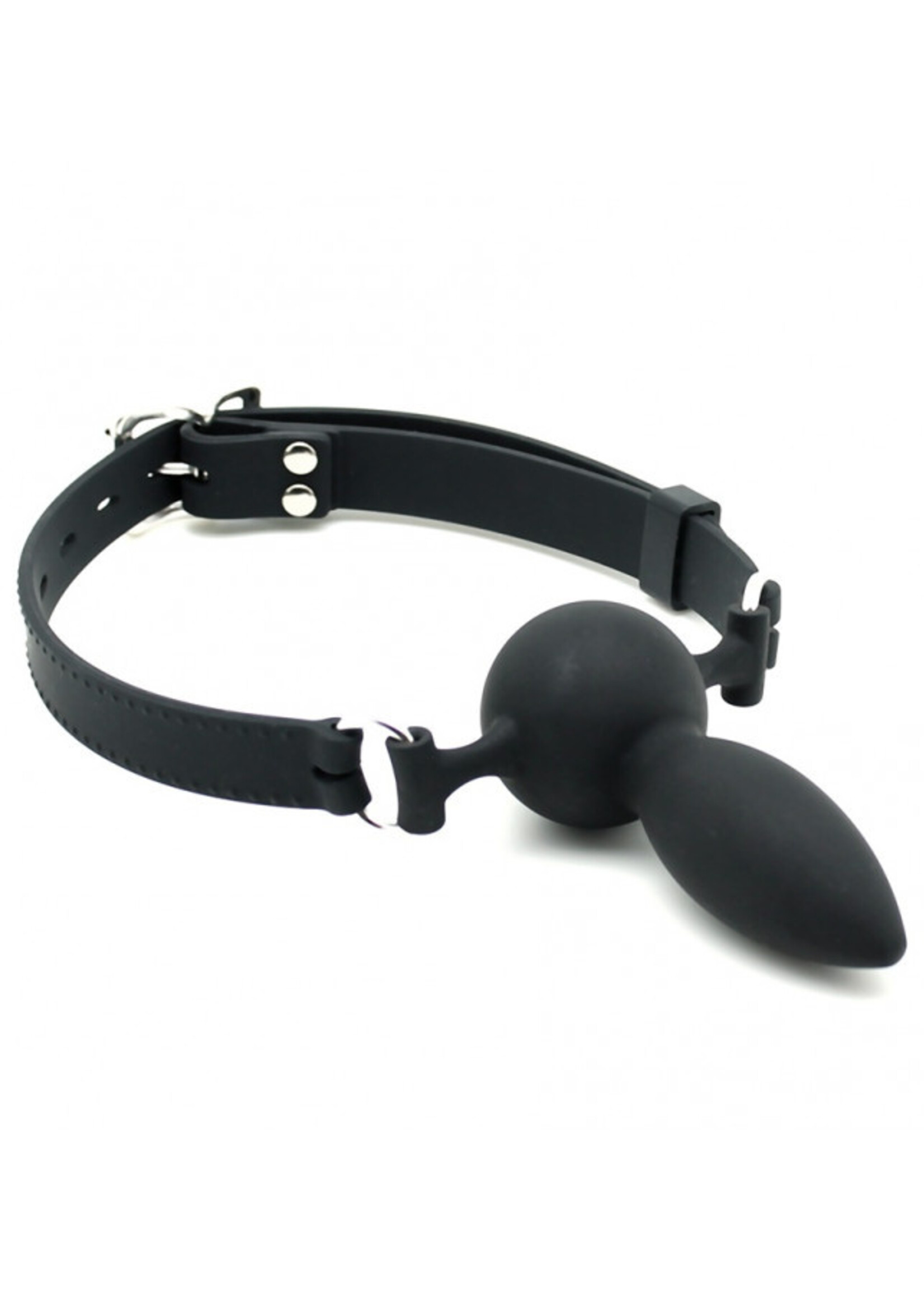Rimba Latex Play Mondknevel met dildo – Verstelbare siliconen mondknevel