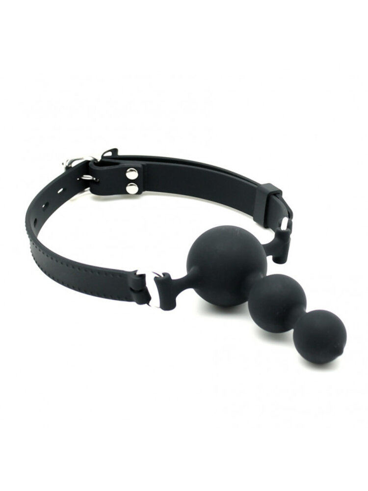 Rimba Latex Play Mouthgag mit 3 Kugeln – Verstellbarer Silikon-Mundknebel