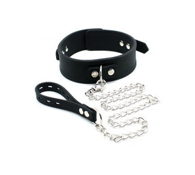 Rimba Latex Play Halsband 5 cm breed met hondenketting, verstelbaar met gesp.