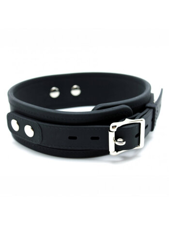Rimba Latex Play Zwarte halsband – 5 cm siliconen halsband met hondenriem