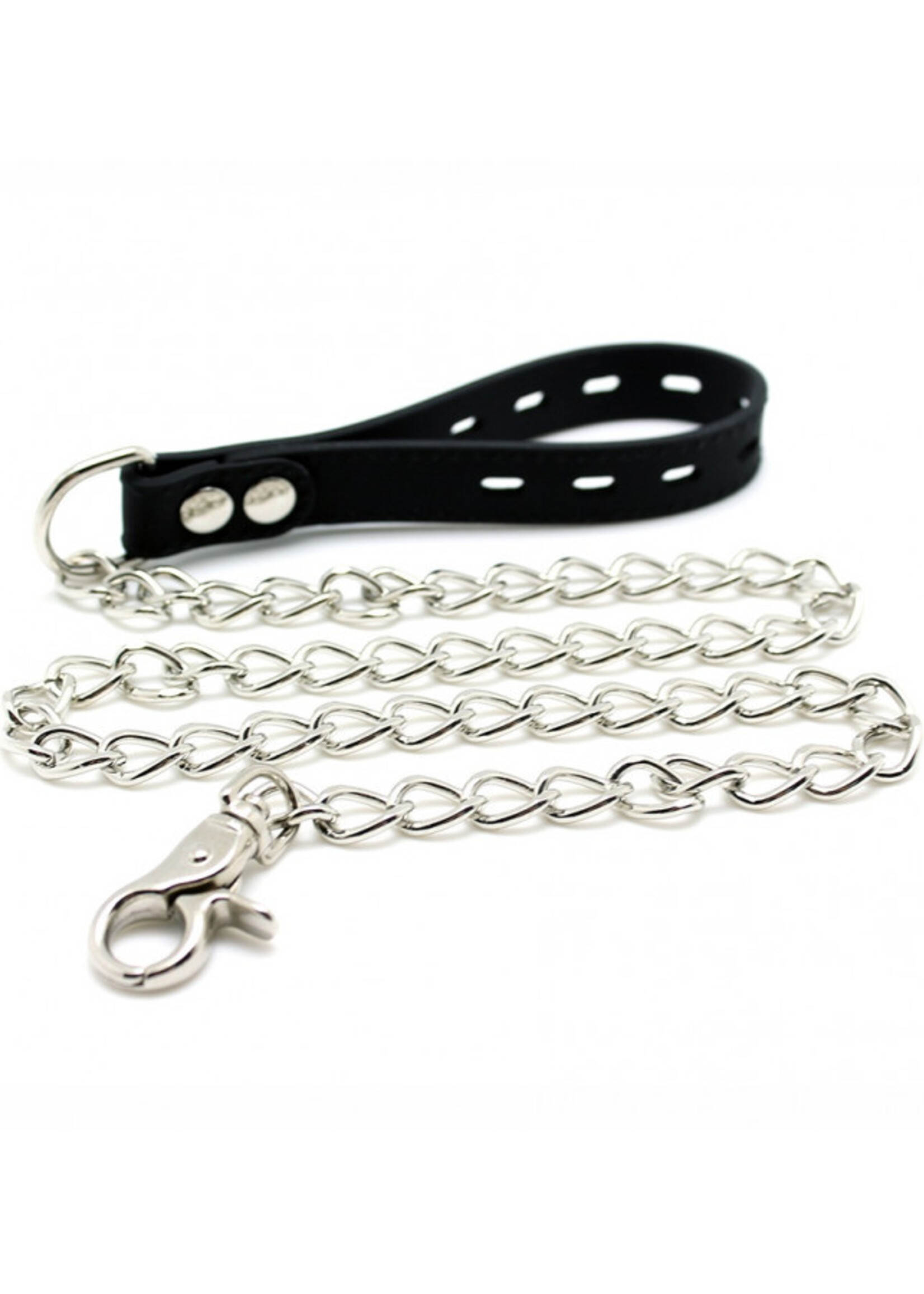 Rimba Latex Play Zwarte halsband – 5 cm siliconen halsband met hondenriem