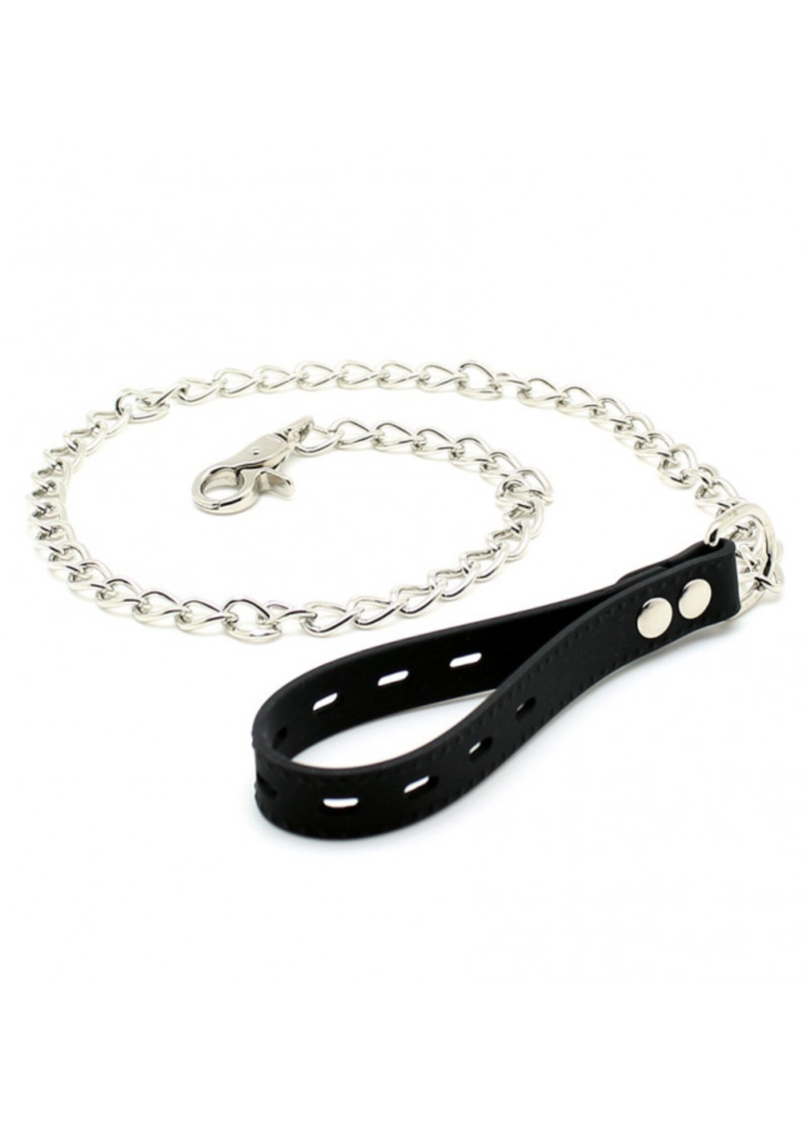 Rimba Latex Play Zwarte halsband – 5 cm siliconen halsband met hondenriem