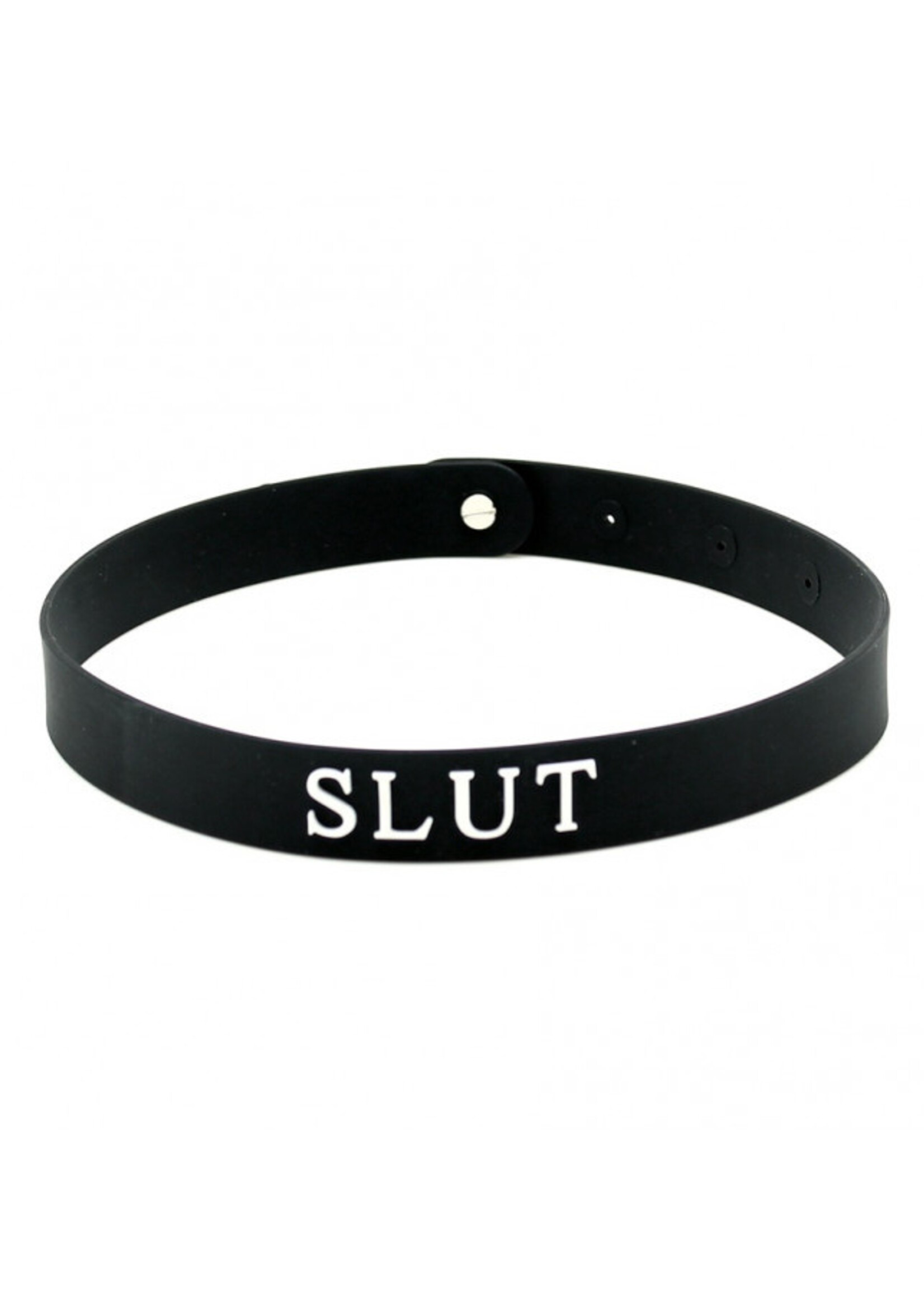 Rimba Latex Play Halsband Slut – Verstellbares Silikon-Halsband in Schwarz