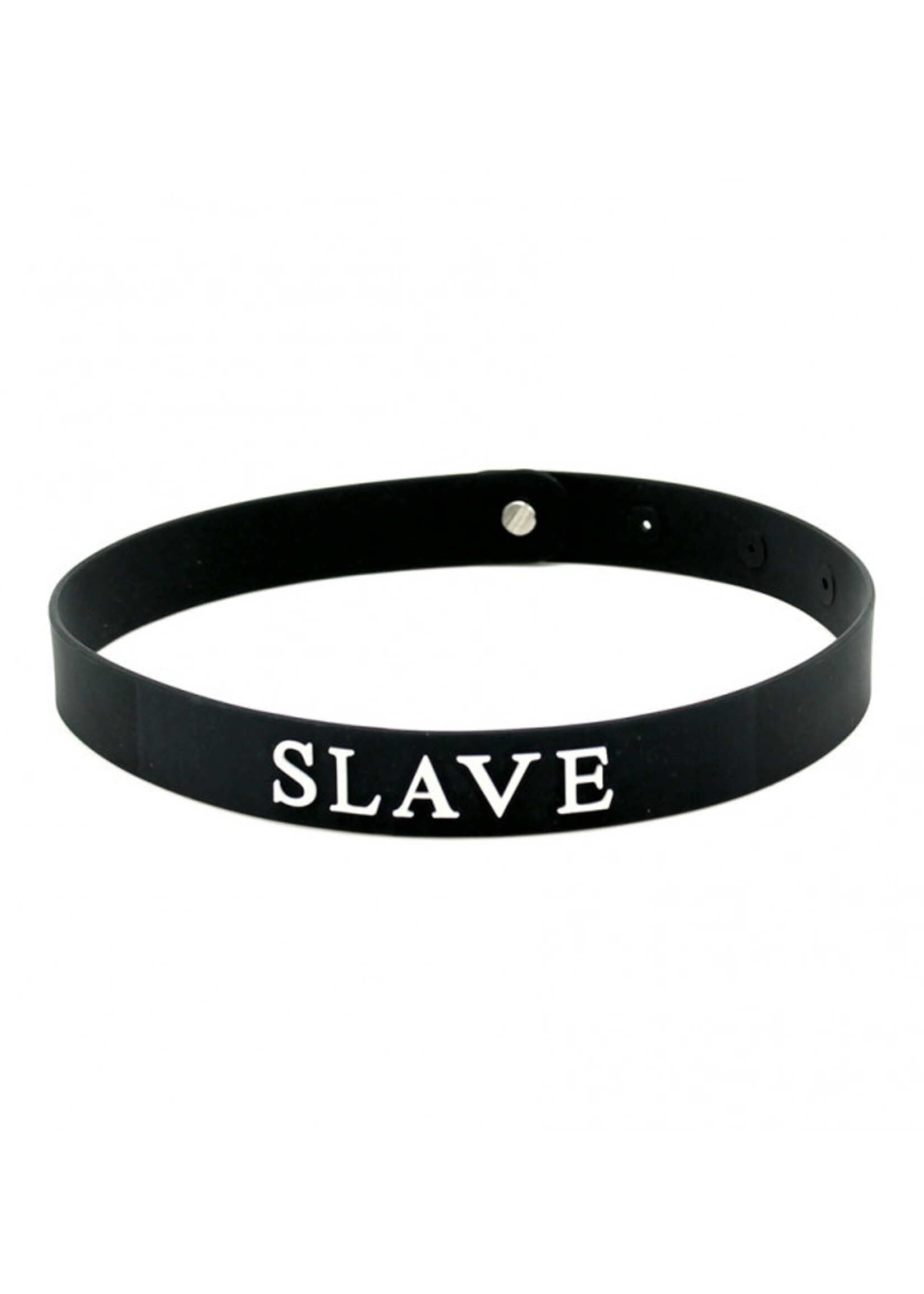 Rimba Latex Play Slavenhalsband in zwart – Verstelbare siliconen halsband