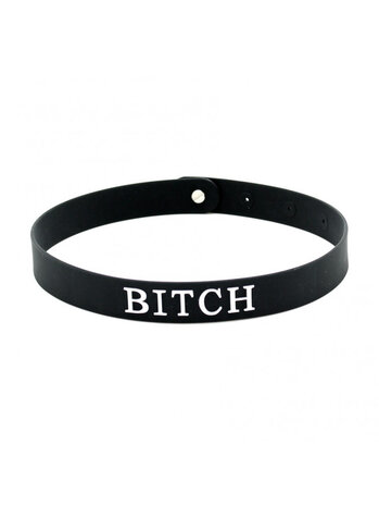 Rimba Latex Play Rimba – Collier en silicone noir « Bitch », réglable