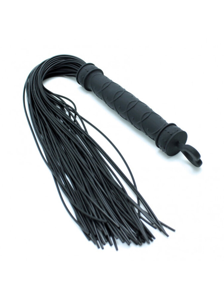 Rimba Latex Play Rimba BDSM Whip with 48 Silicone Strands – Black