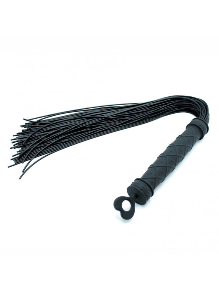 Rimba Latex Play Rimba BDSM Whip with 48 Silicone Strands – Black