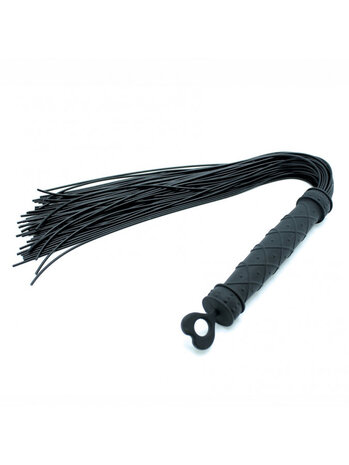Rimba Latex Play Rimba BDSM Whip with 48 Silicone Strands – Black