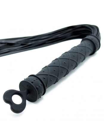Rimba Latex Play Rimba BDSM Whip with 48 Silicone Strands – Black