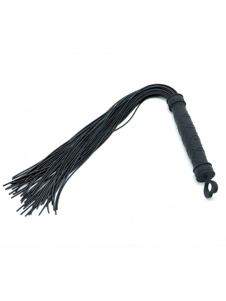 Rimba Latex Play Rimba BDSM Whip with 48 Silicone Strands – Black