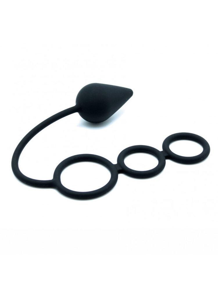 Rimba Latex Play Rimba Penis Ring with Anal Plug – Silicone Cock Ring with integrated Anal Lock