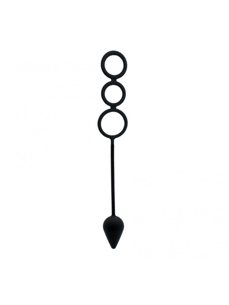 Rimba Latex Play Anneau pénien Rimba avec plug anal – Anneau pénien en silicone avec verrouillage anal intégré