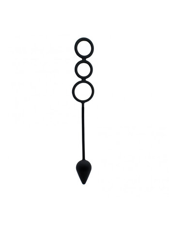 Rimba Latex Play Rimba Penis Ring with Anal Plug – Silicone Cock Ring with integrated Anal Lock