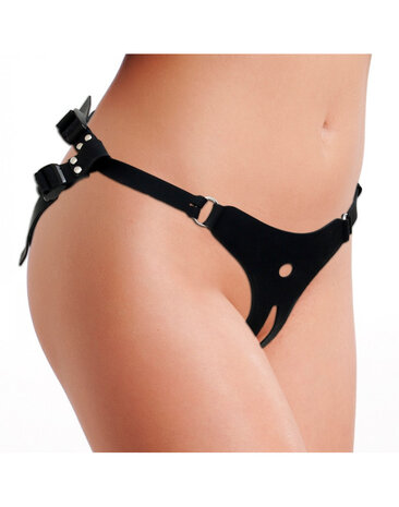 Rimba Latex Play Rimba Silicone Strap-On Harness - Black | without a dildo