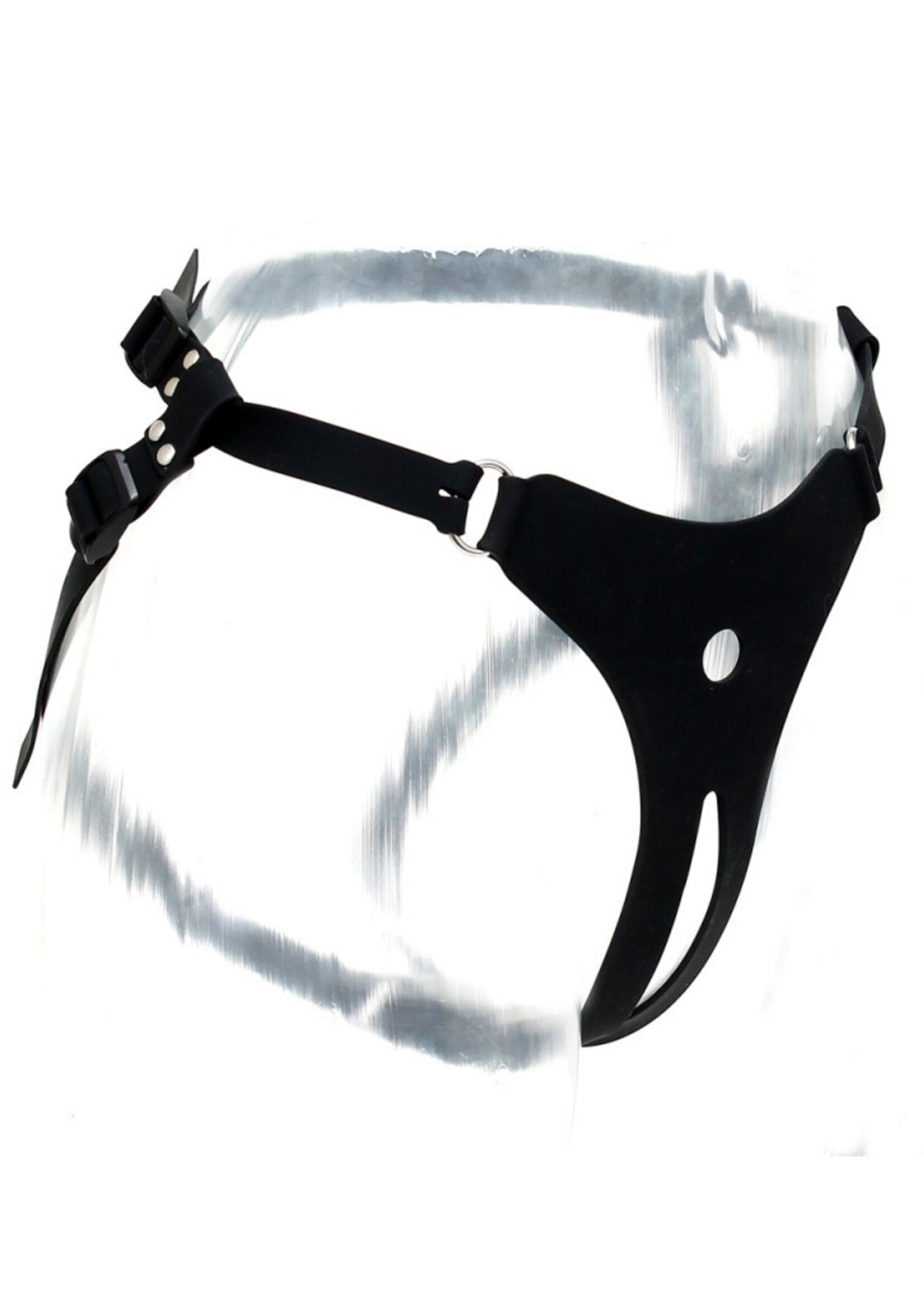 Rimba Latex Play Siliconen strap-on harnas - Zwart | zonder dildo