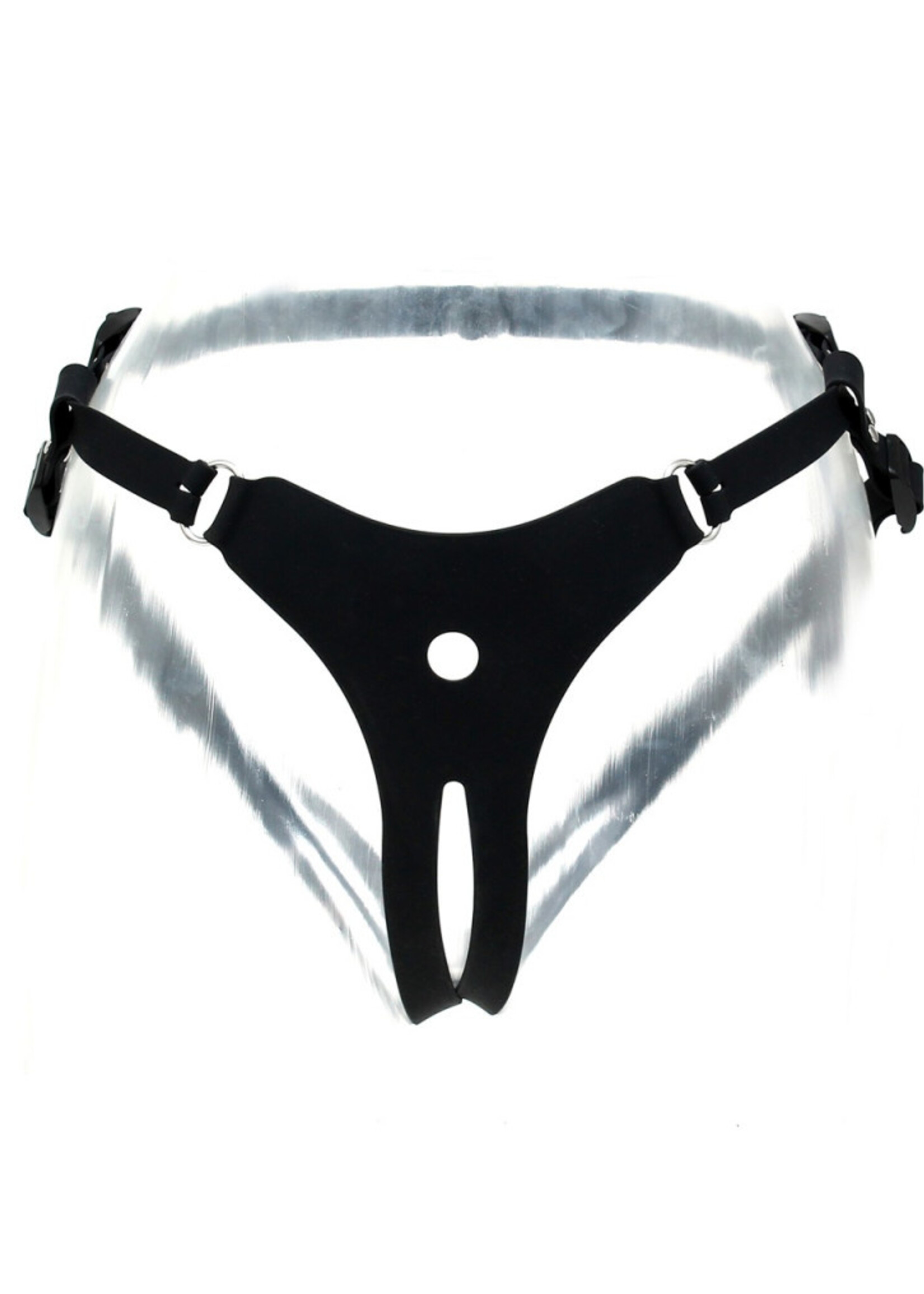 Rimba Latex Play Siliconen strap-on harnas - Zwart | zonder dildo