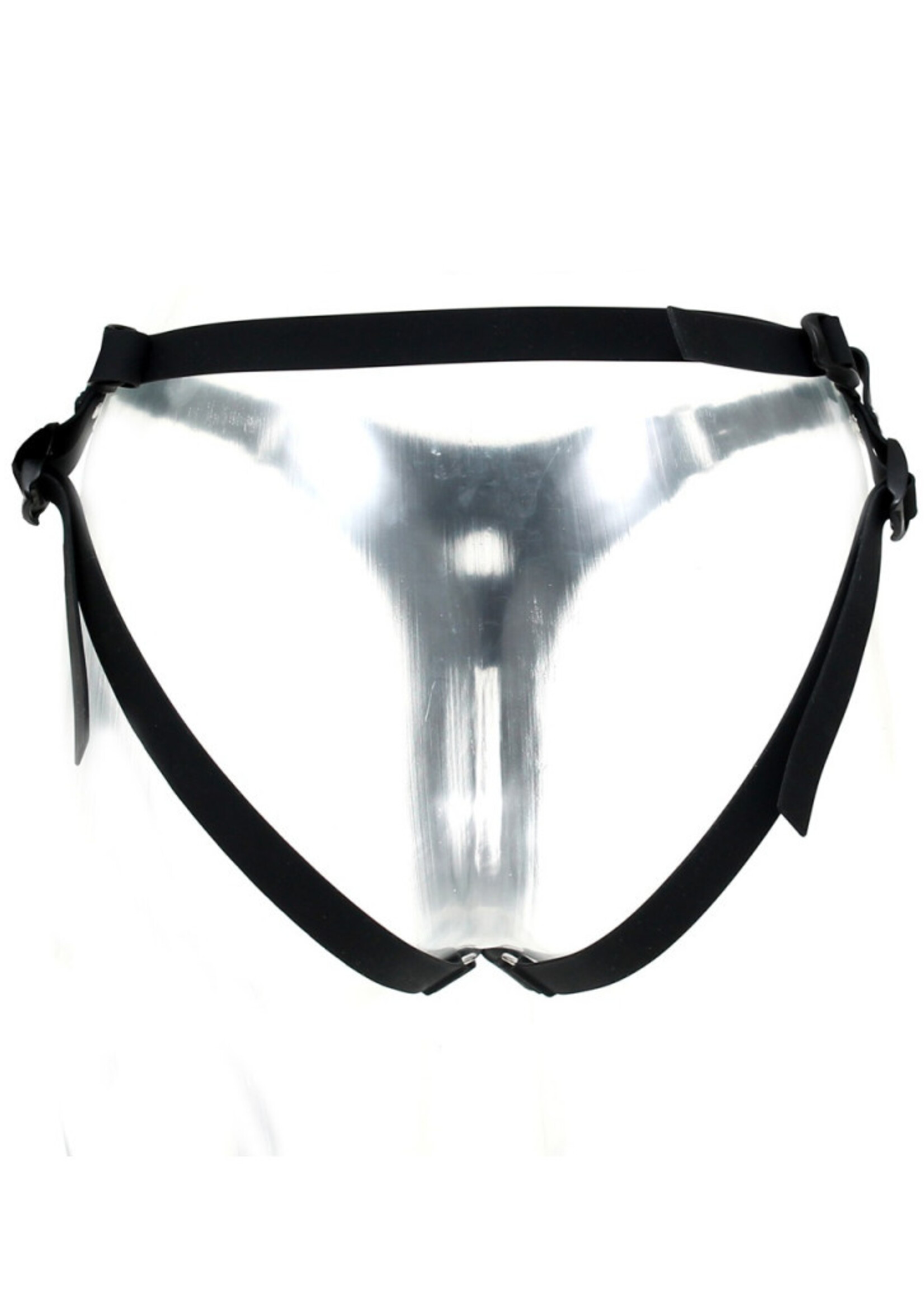 Rimba Latex Play Siliconen strap-on harnas - Zwart | zonder dildo
