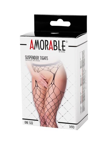Amorable by Rimba Panty met jarretels - One Size - Zwart