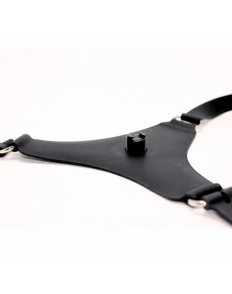 Rimba Latex Play Strap-on dildo set – Verstelbaar harnas met verwisselbare siliconen dildo Ø 5 cm x 20 cm